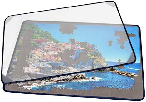 Tektalk Portable Puzzle Mat with Dustproof Cover, Non-Slip Surface, Up to 1000 Pieces (Gray)