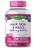 Nature's Truth Hair, Skin & Nails Vitamins | 5000mcg | 250 Softgels | Includes Collagen, Biotin and Coconut Oil | Non-GMO & Gluten Free Supplement for Women and Men