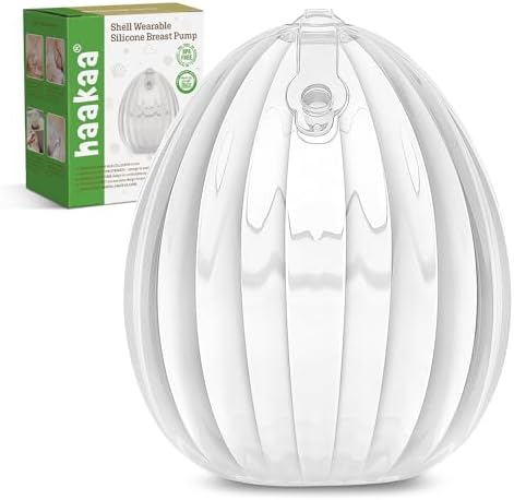 haakaa Shell Wearable Silicone Breast Pump - Silicone Hands Free Breast Pump - Passive Breast Milk Collector Shell for Newborns - Breastfeeding Essentials - 4oz/120ml,1 Count