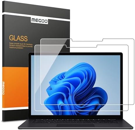 Megoo Screen Protector for Surface Laptop 6/5 13.5 Inch,Tempered Glass/Easy Installation/Ultra Clear/Round Edge, Compatible for Microsoft Surface Laptop 4/3/2/1, 2-Pack