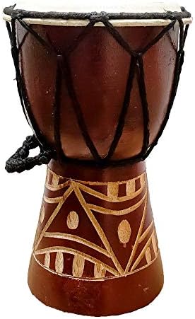 Djembe Drum Carved Bongo African inspired music also a unique gifting idea. Carver Abstract Elephant Giraffe Turtle. (6 Inch, Abstract)