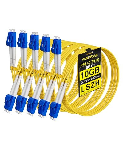 5 Pack 2M OS2 LC to LC Fiber Patch Cable, SingleMode 1G/10GB LC LC Fiber Patch SMF Duplex Fiber Jumper Patch Cords LSZH 9/125µm for SFP+ Transceiver -2M(6FT) 5pack