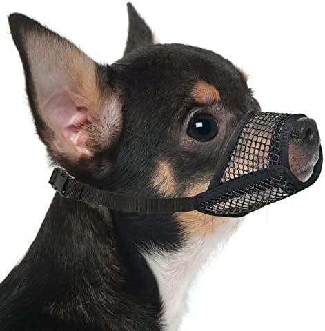 Mayerzon Dog Muzzle, Soft Mesh Muzzles for Small Medium Large Dogs Chihuahua Poodle Husky Labrador Retriever, Breathable Dog Mouth Guard for Biting Chewing Grooming, Allow Panting Drinking
