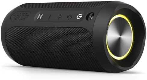 EDUPLINK Portable Bluetooth Speaker, IPX7 Waterproof, TWS Pairing, Built-in Mic, Long Playtime, Wireless Stereo for Home & Travel - Black