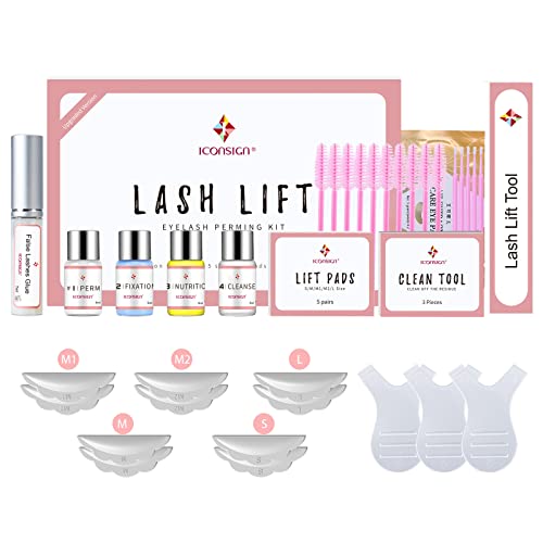 ICONSIGN 2025 Upgraded Lash Lift Kit, Professional Semi-Permanent Curling Eyelash Perm Kit Suitable for Salon & Home Use