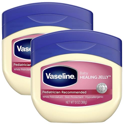 Vaseline Healing Jelly Baby, 2-Pack – Hypoallergenic Moisturizer for Baby Care, Diaper Rash, Sensitive and Dry Skin, Baby Powder Scent, 13 Oz Ea