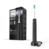 PHILIPS Sonicare 3100 Series Sonic Electric Toothbrush with BrushSync Replacement Reminder (Model HX3671/14), Black