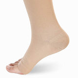 Leotruny Women Men 20-30 mmHg Support Open-Toe Thigh High Compression Stockings (C01-Beige, Medium (1 Pair))
