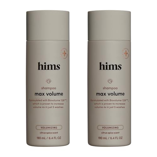 hims Max Volume Shampoo 2 Pack - Volumizing Shampoo for Men with Biotin - Citrus Spice - Men's Natural Shampoo Adds Volume, Shine & Bounce - 2 x 6.4 fl oz Bottles