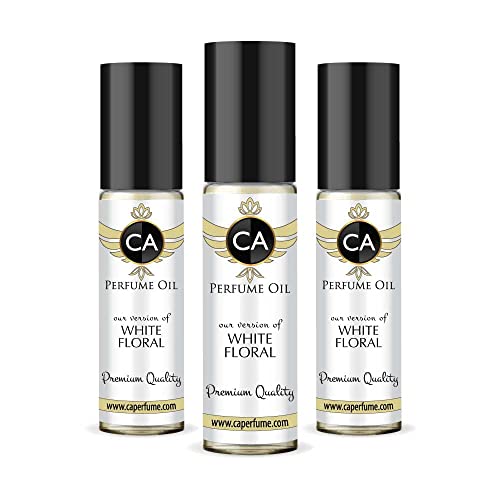 CA Perfume Impression of Emra White Floral For Women & Men Replica Fragrance Body Oil Dupes Alcohol-Free Essential Aromatherapy Sample Travel Size Concentrated Long Lasting Roll-On 0.3 Fl Oz-X3