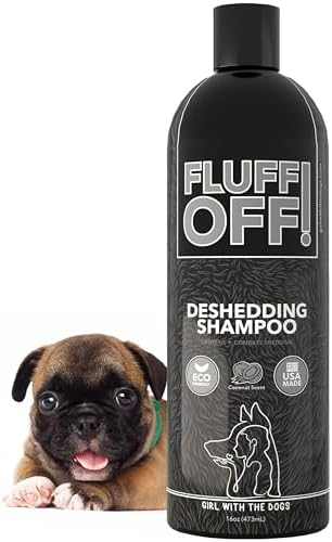 Fluff Off! by Girl With The Dogs, Natural Deshedding Dog & Cat Shampoo, 16 Oz, Made in USA, 8 Wks+
