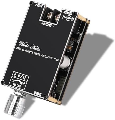 ZK-1001B Bluetooth Amplifier Board,100W Mono Channel Amp Board with TWS Pairing Function,DC 7-24V, Bluetooth/USB and AUX Inputs, Audio Amp Board for Home DIY Wireless Speakers, Password Free