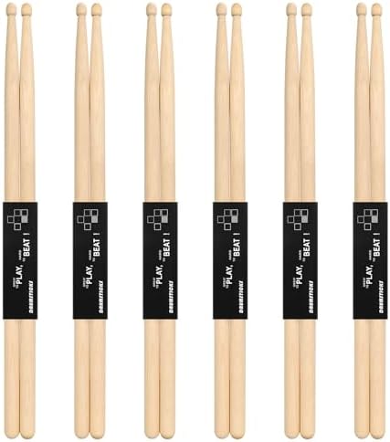 6 Pairs Drum Sticks, 5A Drum Sticks, Oval Wood Tip Drum Stick for Drums, Non-slip Drum Stick for Jazz Drum Electronic Drums Musical Instrument Percussion (5A, 6 Pairs)