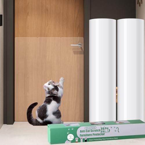 2Pcs Thicken Anti Cat Scratch Furniture Protector,118"x8"Single-Sided Sticky,Couch Corner Protectors for Cats, Transparency cat Couch Protector