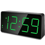 Peakeep Battery Operated Digital Clock, Alarm Clock for Bedrooms - Cordless Large Big Numbers 4 Dimmers for Seniors, Adjustable Volume Loud Alarm Clock for Heavy Sleepers Adults (Green Digits)