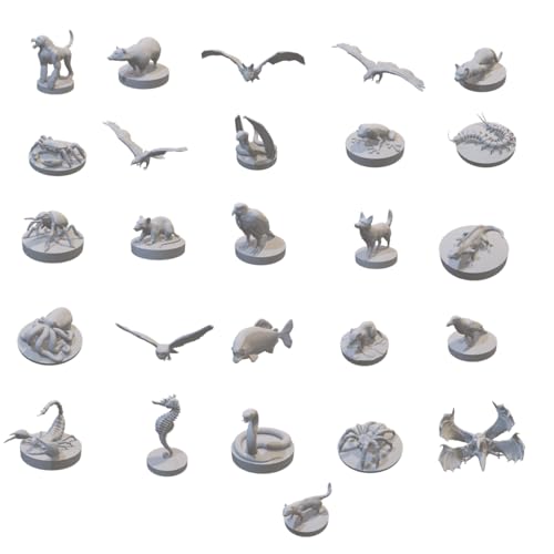 Set of 7 Druid Wild Shape Animal Miniatures for DND Pathfinder RPG Unpainted Resin 28mm-32mm (Custom Set)