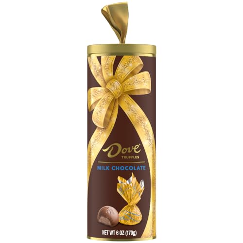 DOVE Silky Smooth Milk Chocolate Truffles Holiday Gift Tin, 6oz Tube