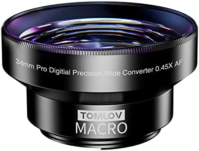 TOMLOV Digital Microscope Wide Angle Lens WL02,34MM Wide Angle 0.45x Converter Lens w/Macro Portion Pro Digital Precision Lens for Tomlov LCD Digital Microscope DM401 DM401 Pro DM402 Pro DM10 Camera