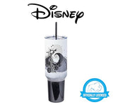 Silver Buffalo Disney Nightmare Before Christmas by Tim Burton Jack Skellington Hill and Moon Stainless Steel Tumbler with Handle and Straw, Fits in Standard Cup Holder, 40 Ounces