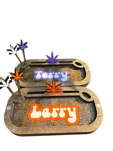 custom rolling tray set with lid personalized with name small tray for rolling mens gifts and womens gift (Real orange)