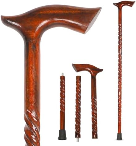 Wood Cane 36 Inches Natural Classic Wood Walking Stick Fancy Canes Ergonomic Wood Cane for Seniors (Elegant Derby Handle)