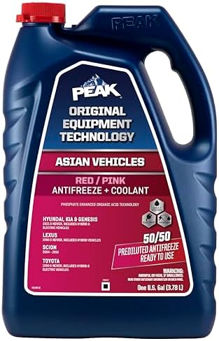 PEAK OET Extended Life Red/Pink 50/50 Prediluted Antifreeze/Coolant for Asian Vehicles, 1 Gal.