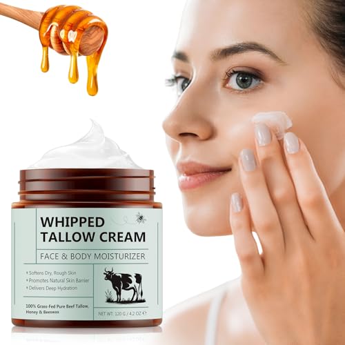 Beef Tallow for Skin, Tallow and Honey Balm, Moisturize Your Face, Provide Your Leg with Long-Lasting Moisturizing, Prevent Facial Aging, for All Body Type - 4.2 oz