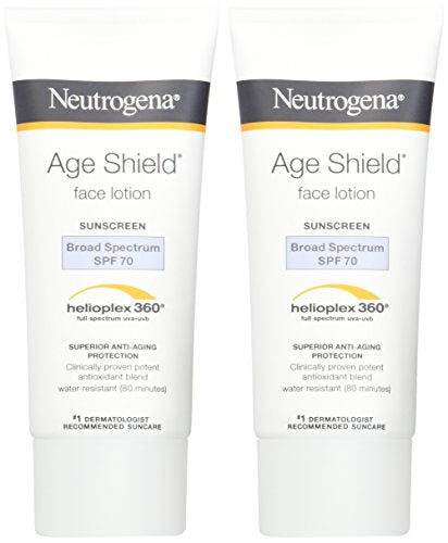 Neutrogena Age Shield Anti-Oxidant Face Lotion Sunscreen with Broad Spectrum SPF 70, Oil-Free & Non-Comedogenic Moisturizing Sunscreen to Prevent Signs of Aging, 3 fl. oz (Pack of 2)