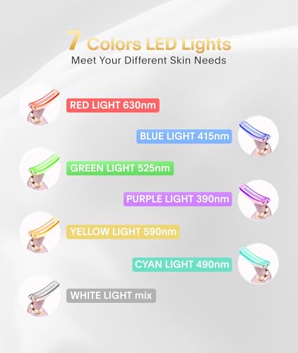 Light Based Face-Neck-Massager - 7 Color Portable Facial Massager for Skin Care, Glossy Pink