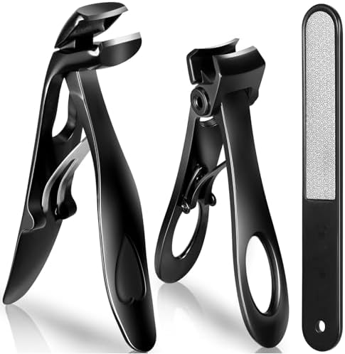 Nail Clippers for Seniors, Wide Jaw Fingernail Clippers and Angled Head Toenail Clippers for Thick Nail, Professional German Nail Clippers for Men, Women&Pregnant，Black