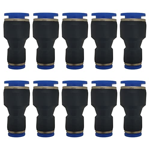 zjxed 1/4" OD x 3/8" OD Pneumatic quick Connector Push to Connect fittings Straight reducer Union/Coupler (Pack of 10)
