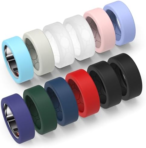 YWXTW [12 Pack Ring Cover for Oura Ring 3/4/Samsung Ring/Ultrahuman Ring, [Upgraded Anti Slip Design] Rhombic Texture Anti-Scratch Silicone Ring Protectorfor Men/Women, Vitality S-Patent Pending