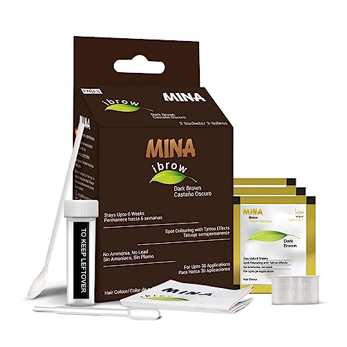 MinaiBrow Dark Brown Tint Kit | Natural Spot Coloring Brow Powder, Water & Smudge Proof Instant Brow Dye, 100% Gray Coverage, 30 Applications, Ammonia &, Vegan, Cruelty Free, Plant-Based