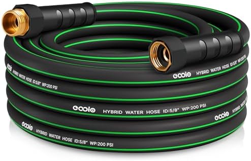 Heavy Duty Garden Hose 25ft, NON-EXPANDABLE Flexible Water Hose, Kink Resistant Lightweight Hybrid Hose, Leakproof Hose Male to Female Fittings, Drinking Water Safe