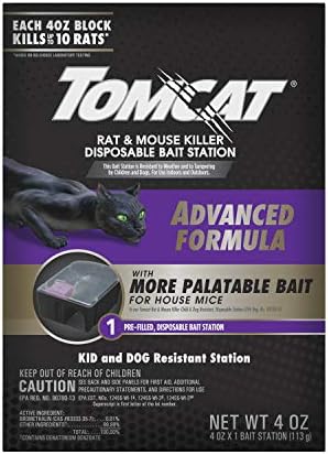 Tomcat Rat & Mouse Killer Disposable Bait Station Advanced Formula for Indoor and Outdoor, 1 Pre-Filled Ready-To-Use Station