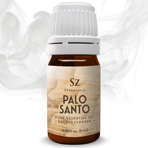 Sz Essentials - Palo Santo Essential Oil - 100% Pure and Undiluted - Extracted from Peruvian Holy Wood - Rich & Woody Scent, with Fresh Overtones - Therapeutic Grade & Vegan - 0.17oz (5ml)