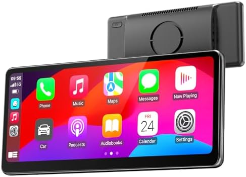 MINIX [2025 Fully Laminated Screen] 60fps Portable Wireless Carplay Car Stereo 8.9 Inch 1920 * 720 HD Touchscreen for Carplay&Android Auto Car Stereo Receiver Supports Steering Wheel Controls