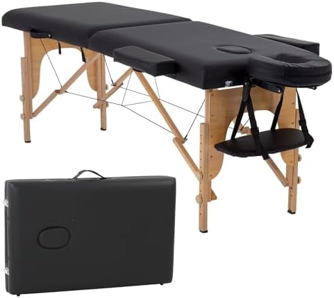 BestMassage Massage Bed Portable Massage Table 2 Fold Lash Bed Heigh Adjustable SPA Bed 24 in Wide Salon Face Cradle Bed with Non-Woven Bag for Spa Footmassage Facial CareSpa Tattoo