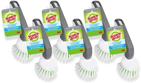 Scotch-Brite Little Handy Scrubber Brush, 6 Dish Brushes, Dish Brush with Long Lasting Bristles, Crevice Cleaning Brush, Nail Brush for Cleaning Fingernails