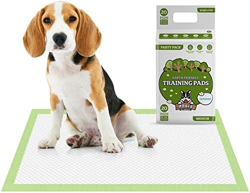 Pogi's Dog Training Pads with Adhesive Sticky Tabs (20-Count) (18x24in) - Absorbent Puppy Pads, Earth-Friendly Dog Pads, Plant-Based Puppy Pee Pads for Dogs, Cats, and Small Animals - Puppy Supplies