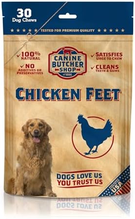 Chicken Feet Dog Treats, Raised & Made in USA (30-Pack), Dehydrated Chicken Feet, All Natural Dog Chews & Dog Snacks