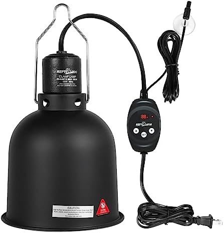 REPTIZOO Reptile Light Fixture with Dimming Thermostat, 5.5 Inch Deep Dome Lamp Fixture with Reptile Heat Lamp Bulb Temperature Controller Max 100W
