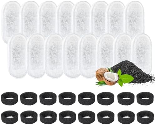 Cat Water Fountain Filters, 32 Pack Cat Fountain Filters, Cat Fountain Replacement Filters for 67oz/2L&108oz/3.2L Stainless Steel Cat Water Fountain, Pet Water Fountain Filters(16 Filters&16 Sponges)