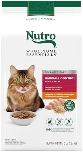 Nutro Wholesome Essentials Dry Cat Food Hairball Control Chicken & Brown Rice Recipe, 5lb. Bag