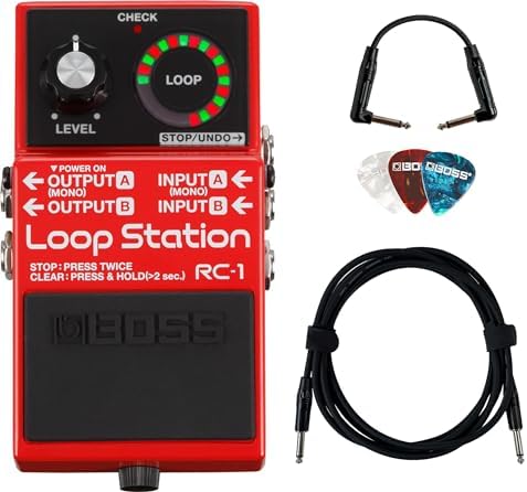 Boss RC-1 Loop Station Bundle with Instrument Cable, Patch Cable, and Picks