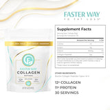 FASTer Way to Fat Loss, Unflavored, 360g Grass-Fed Beef Collagen Peptides for Skin, Bones, Hair, Nails, Joints, Gut, and Connective Tissues. Hydrolyzed Paleo & Keto-Friendly Powdered Collagen. Non-GMO