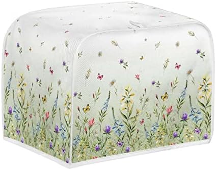 Toaster Cover Bread Machine Cover Fits for Most Standard 2 Slice Toasters, Keep Toaster Free From Dust And Fingerprint Oven Dustproof Cover, Green Floral