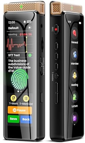136GB Digital Voice Recorder with Playback, Innioasis R1 Full Touchscreen Voice Recorder with AI Intelligent Transcription and Bluetooth, Voice Activated Sound Audio Recorder Device with Mic (Gold)