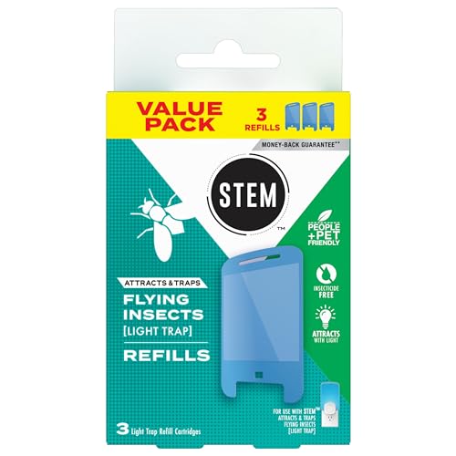 STEM Light Trap Refills, Indoor Fly Trap, Effective Insect Control for Home, Attracts and Traps Flying Insects, Compatible with STEM Light Trap, 3 Count