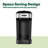 BELLA One Scoop One Cup Coffee Maker, Single Serve Brewer with Adjustable Drip Tray and Permanent Filter, Dishwasher Safe, Stainless Steel and Black